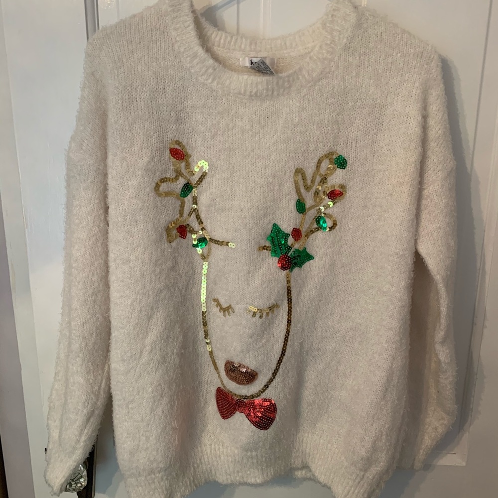 Sparkly Reindeer Christmas Sweater